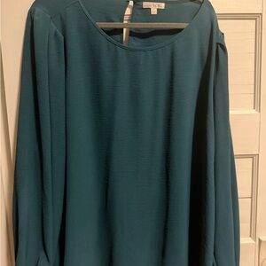 Nine Britton Teal Blouse with Long Sleeves